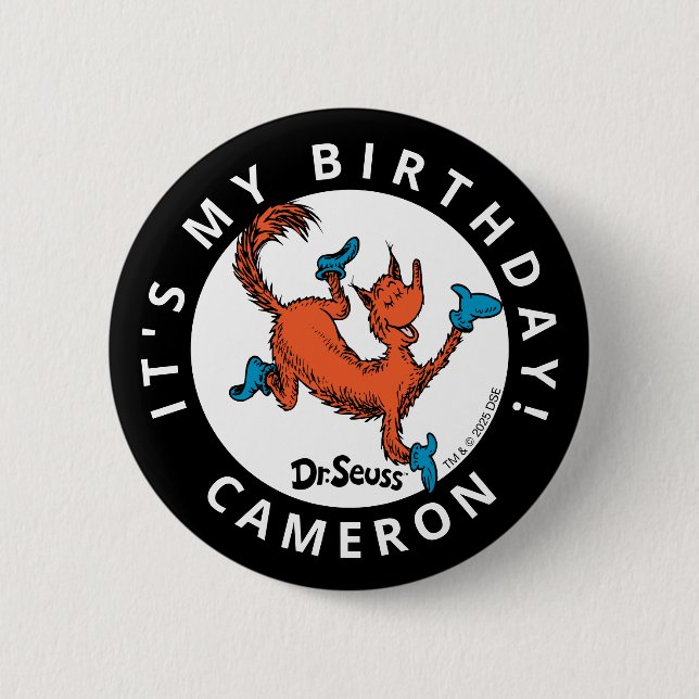 Badge Rond 5 Cm Confettis de personnages de Dr Seuss | Anniversair (Devant)
