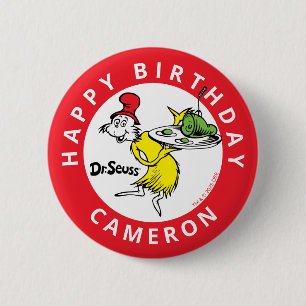 Badge Rond 5 Cm Confettis de personnages de Dr Seuss Anniversair