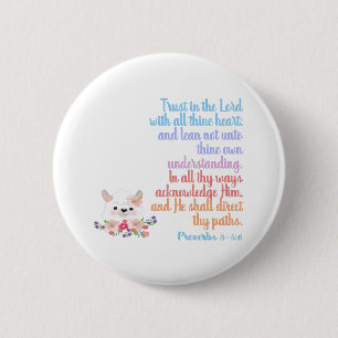 Badge Rond 5 Cm Confiance dans le Seigneur Bible Verse