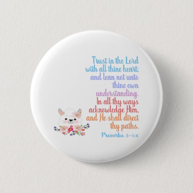Badge Rond 5 Cm Confiance dans le Seigneur Bible Verse (Devant)