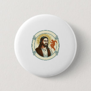 Badge Rond 5 Cm Confus Jésus Tendance de danse virale Silhouette V