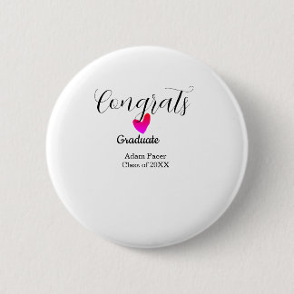 Badge Rond 5 Cm Congrats graduation name class of 20XX year heart 