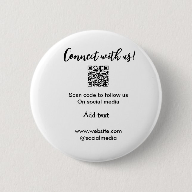 Badge Rond 5 Cm Connectez-vous avec nous scan QR code ajouter e-ma (Devant)
