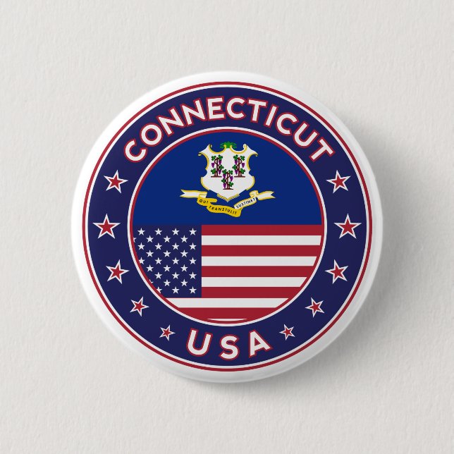 Badge Rond 5 Cm Connecticut (Devant)