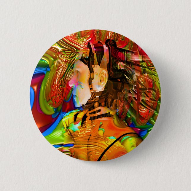 Badge Rond 5 Cm Connexion Robot (Devant)