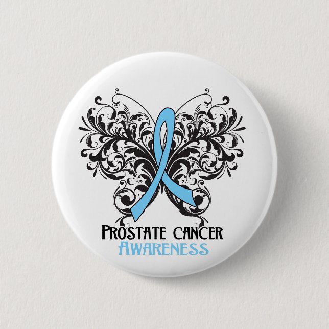 Badge Rond 5 Cm Conscience de cancer de la prostate de papillon (Devant)