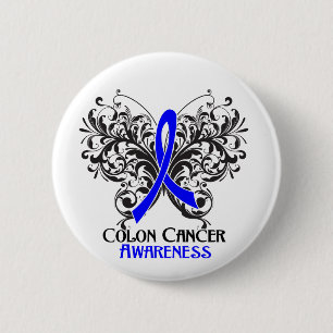 Badge Rond 5 Cm Conscience de cancer du colon de papillon