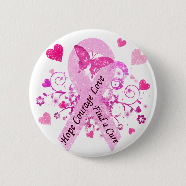 Badge Rond 5 Cm Conscience de cancer du sein (Devant)