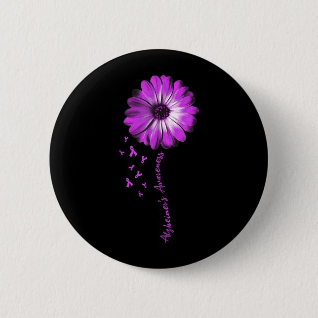Badge Rond 5 Cm Conscience de la maladie d'Alzheimer de la fleur d (Devant)