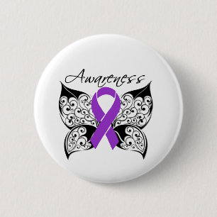 Badge Rond 5 Cm Conscience de papillon de tatouage - Cancer