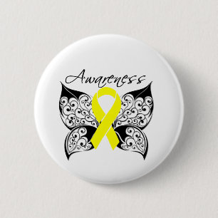 Badge Rond 5 Cm Conscience de papillon de tatouage - cancer de la