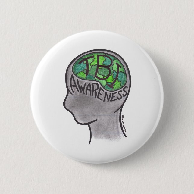 Badge Rond 5 Cm Conscience de TBI (Devant)
