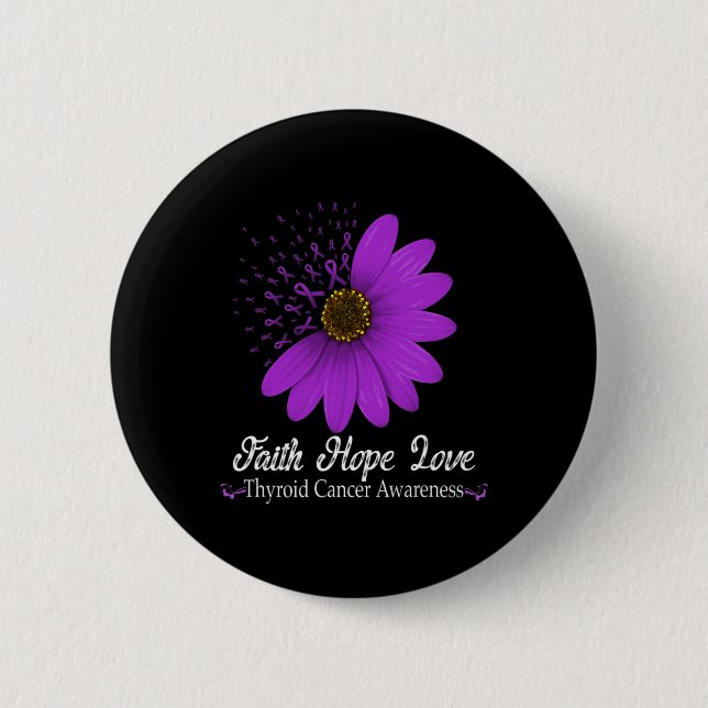 Badge Rond 5 Cm Conscience du cancer Faith Hope Love Purple Ribbon (Devant)