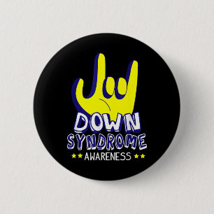 Badge Rond 5 Cm Conscience du syndrome de Down Je vous aime ASL SI
