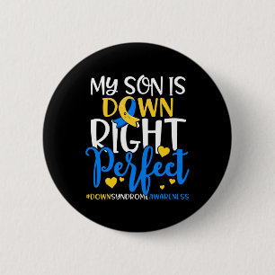 Badge Rond 5 Cm Conscience du syndrome de Down Mon fils est en bas