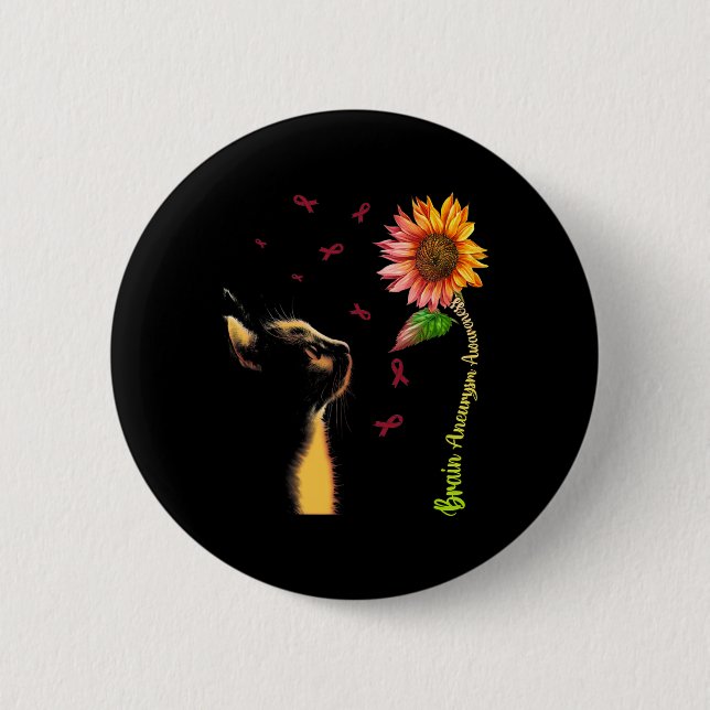 Badge Rond 5 Cm Conscience Tournesol Anévrisme Cérébral  (Devant)