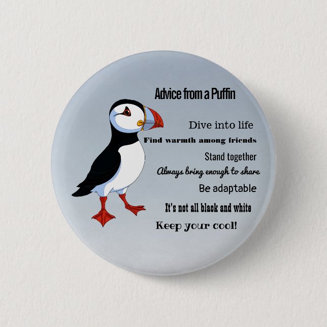 Badge Rond 5 Cm Conseil d'un bouton Puffin Design (Devant)
