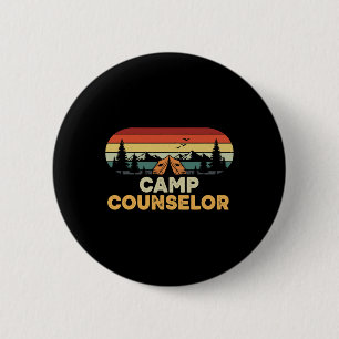 Badge Rond 5 Cm Conseiller de camp rétro tente été vacances d'exté