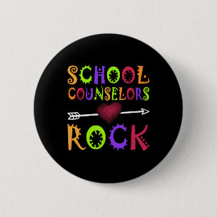 Badge Rond 5 Cm Conseiller scolaire Rock Heart Book School Counsel