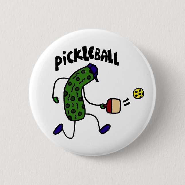 Badge Rond 5 Cm Conserves au vinaigre drôles jouant Pickleball (Devant)