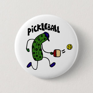 Badge Rond 5 Cm Conserves au vinaigre drôles jouant Pickleball