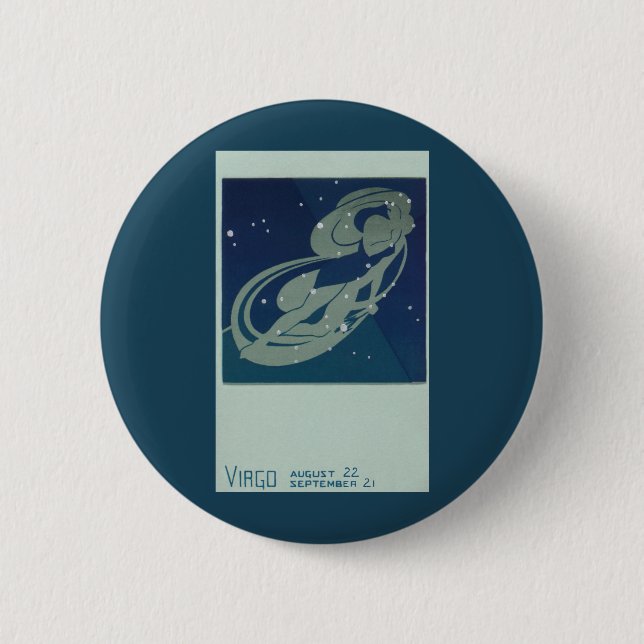 Badge Rond 5 Cm Constellation de la Vierge Astrologie Zodiaque Vin (Devant)