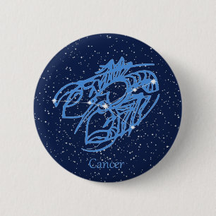 Badge Rond 5 Cm Constellation du Cancer et signe du zodiaque avec