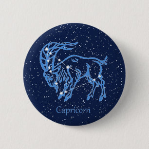 Badge Rond 5 Cm Constellation du Capricorne et signe du zodiaque a