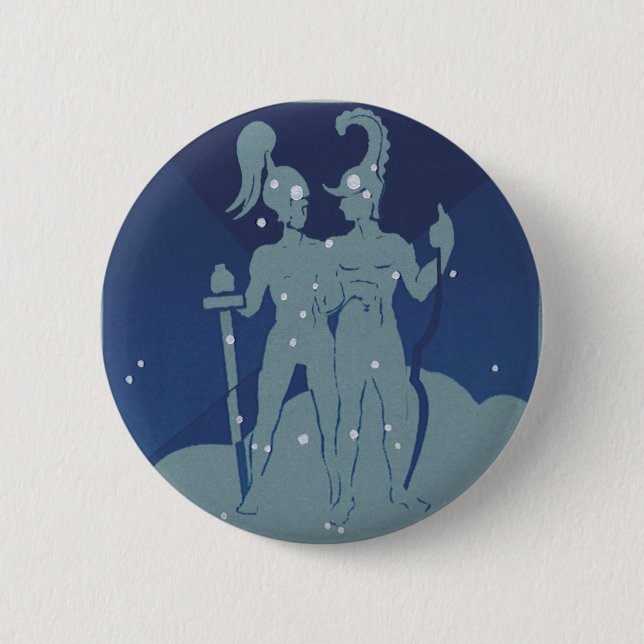 Badge Rond 5 Cm Constellation jumeaux Gémeaux Astrologie Zodiaque  (Devant)