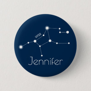 Badge Rond 5 Cm Constellation Virgo Zodiac personnalisée