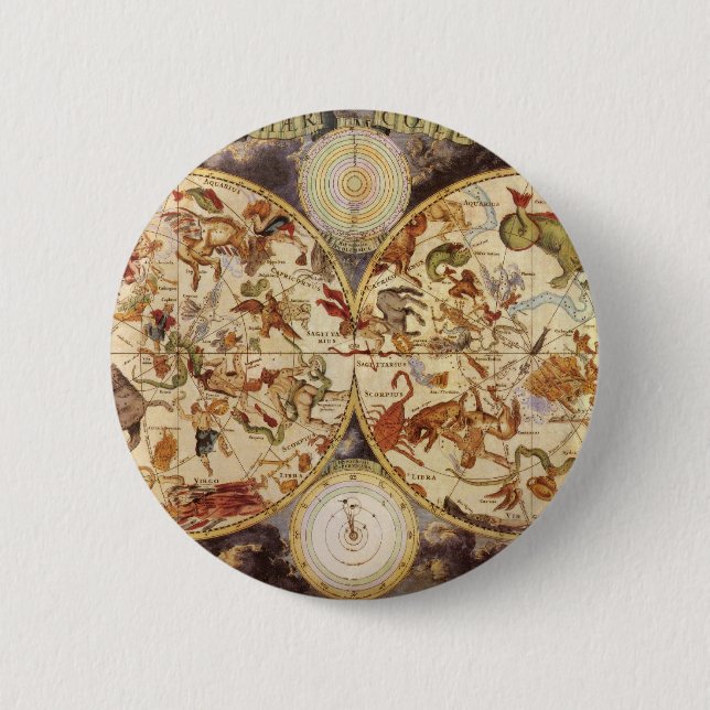 Badge Rond 5 Cm Constellations astronomiques anciennes, Frederik d (Devant)