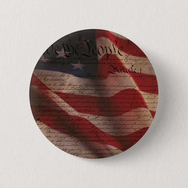 Badge Rond 5 Cm Constitution et drapeau (Devant)