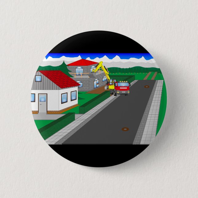 Badge Rond 5 Cm Construction de routes (Devant)