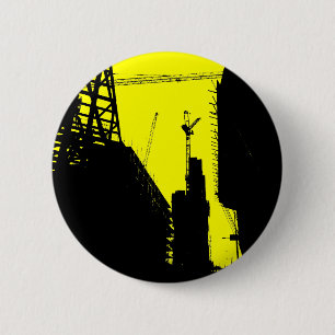 Badge Rond 5 Cm Constructions - Jaune