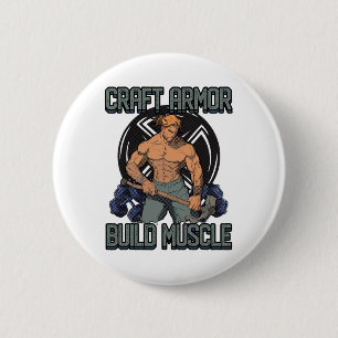 Badge Rond 5 Cm Construire Armure Muscler Cosplay Gym Citation 1 