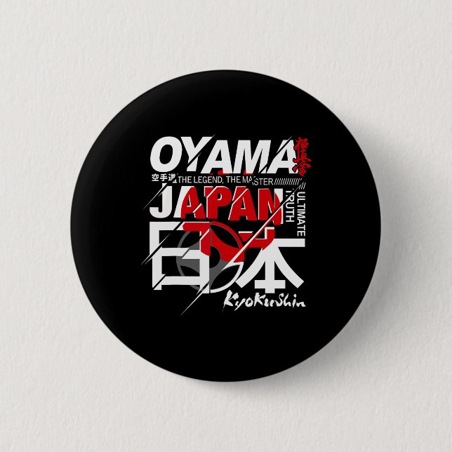 Badge Rond 5 Cm Contact complet Kyokushin Karate (Devant)