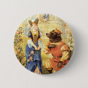 Badge Rond 5 Cm Conte de fée vintage, beauté et bête