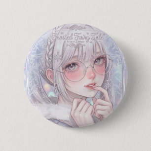Badge Rond 5 Cm Conte de Fées Givré : Fille Hivernale Esthétique a