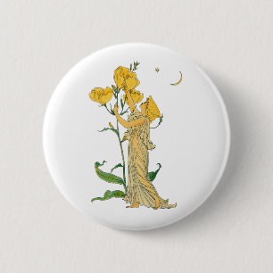 Badge Rond 5 Cm Conte de Fées Vintage, Primevère du Soir, Walter C