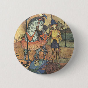 Badge Rond 5 Cm Conte de fées vintage, un brave chevalier et drago