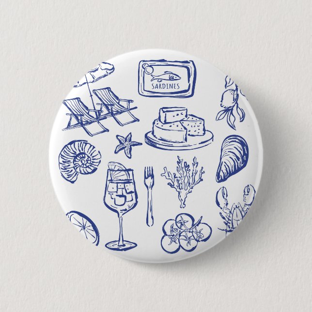 Badge Rond 5 Cm Contour de la vie méditerranéenne (Devant)