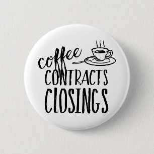 Badge Rond 5 Cm Contrats de café Fermeture Agent immobilier