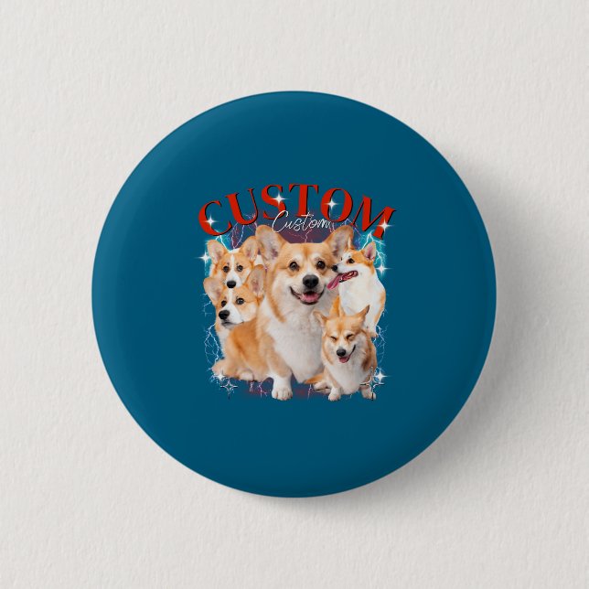 Badge Rond 5 Cm Contrefaçon Animaux Drôles Chien Chat Animaux Dome (Devant)