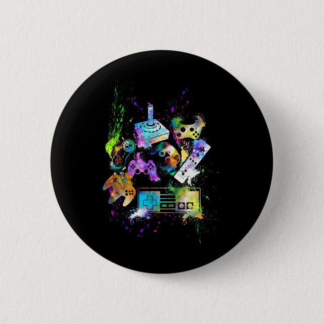 Badge Rond 5 Cm Contrôler Toutes Les Choses Video Game Controller  (Devant)