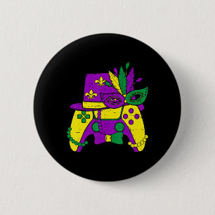 Badge Rond 5 Cm Contrôleur de jeu vidéo Mardi Gras Jester Casquett