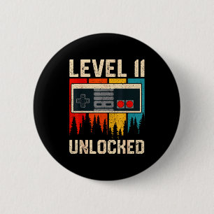 Badge Rond 5 Cm Contrôleur de jeu vidéo Niveau 11 débloqué Anniver