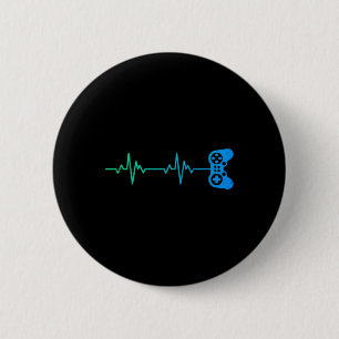Badge Rond 5 Cm Contrôleur De Jeux Vidéo Cool Heartbeat Pour Nerdy