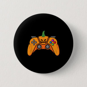 Badge Rond 5 Cm Contrôleur de jeux vidéo d'Halloween With Pumkin F