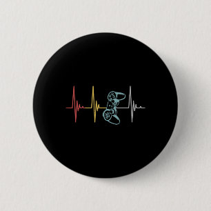 Badge Rond 5 Cm Contrôleur Heartbeat Gamer Pour Ga Multijoueur Ner
