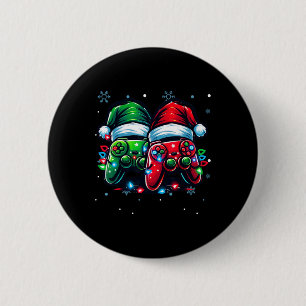 Badge Rond 5 Cm Contrôleur Santa Hat Jeu de Noël Jeu de Noël X-mas